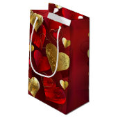 Goldene und rote Valentine Kleine Geschenktüte (Rückseite Schrägansicht)