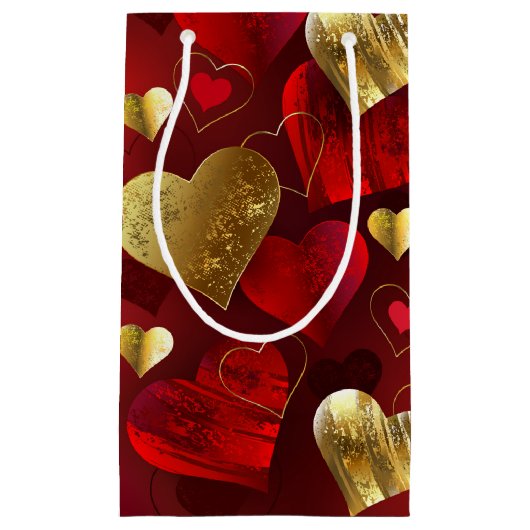 Goldene und rote Valentine Kleine Geschenktüte (Vorderseite)