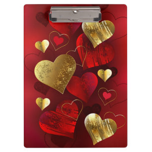 Goldene und rote Valentine Klemmbrett