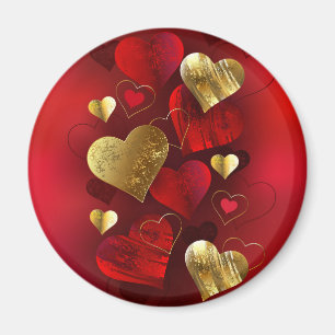 Goldene und rote Valentine Magnet