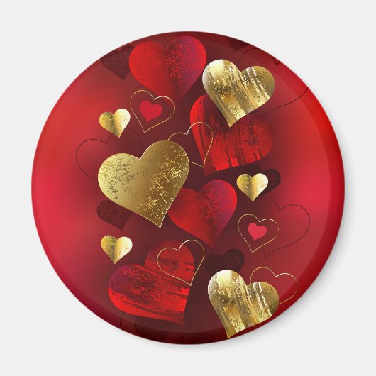 Goldene und rote Valentine Magnet (Vorne)