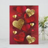 Goldene und rote Valentine Menükarte (Stehend Vorderseite)