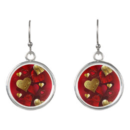 Goldene und rote Valentine Ohrringe