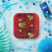 Goldene und rote Valentine Pappteller (Party)