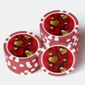 Goldene und rote Valentine Pokerchips (Stapel)