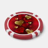 Goldene und rote Valentine Pokerchips (Einzeln)