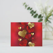 Goldene und rote Valentine Postkarte (Stehend Vorderseite)