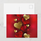 Goldene und rote Valentine Postkarte (Vorne/Hinten)
