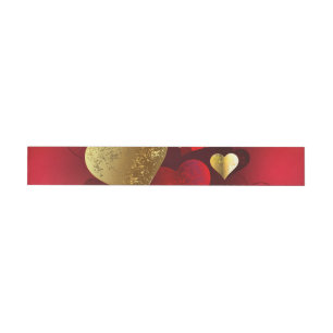 Goldene und rote Valentine Rundum-Adressaufkleber
