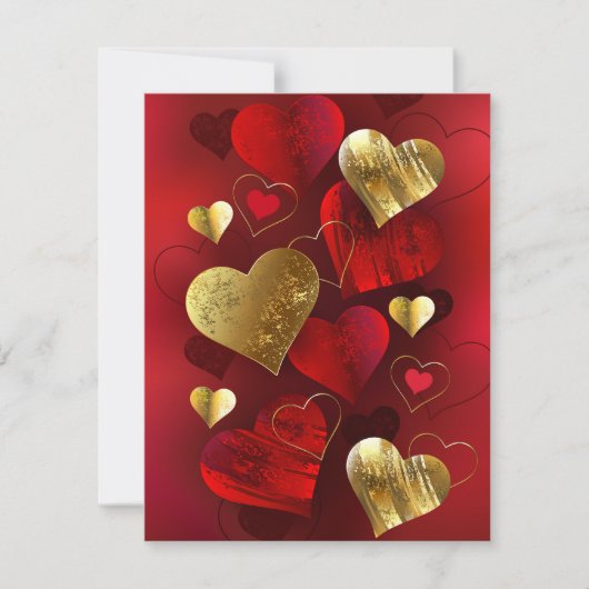 Goldene und rote Valentine Save The Date (Vorderseite)