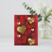 Goldene und rote Valentine Save The Date (Stehend Vorderseite)