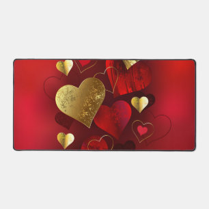 Goldene und rote Valentine Schreibtischunterlage