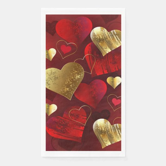 Goldene und rote Valentine Serviette (Vorderseite)