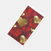 Goldene und rote Valentine Serviette (Ecke)
