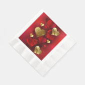 Goldene und rote Valentine Serviette (Ecke)