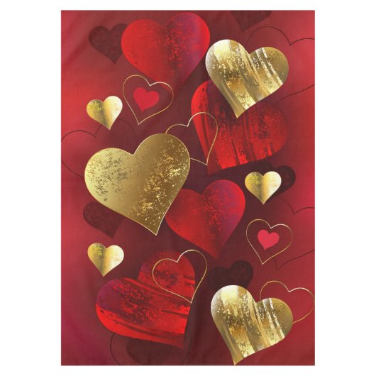 Goldene und rote Valentine Tischdecke (Vorderseite)