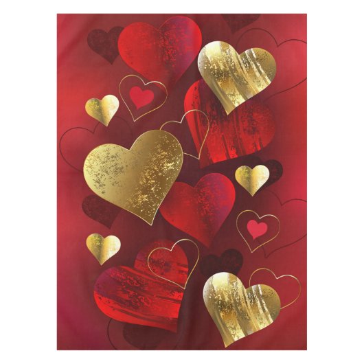 Goldene und rote Valentine Tischdecke (Vorderseite)