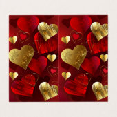 Goldene und rote Valentine Visitenkarten (Außenseite Aufgefaltet)
