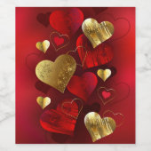 Goldene und rote Valentine Weinetikett (Einzelnes Label)