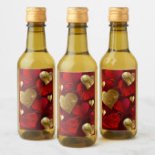 Goldene und rote Valentine Weinetikett (Flaschen)