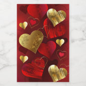 Goldene und rote Valentine Weinetikett (Einzelnes Label)