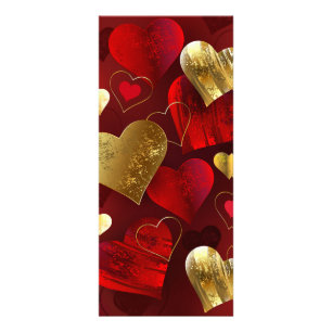 Goldene und rote Valentine Werbekarte
