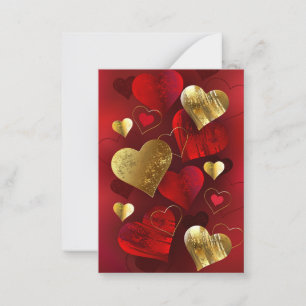 Goldene und rote Valentinstage Mitteilungskarte