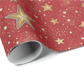 Goldene und rote Weihnachtsstern-Muster Geschenkpapier (Rolleneckpunkt)