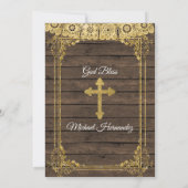 Goldene und rustikale braune Taufe Einladung (Rückseite)
