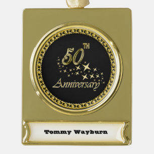 Goldene und schwarze 50-jährige Jubiläumsfeier Banner-Ornament Gold