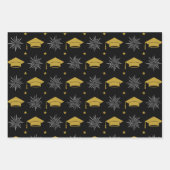 Goldene und schwarze Abschlussfeier  Geschenkpapier Set (Vorderseite 3)
