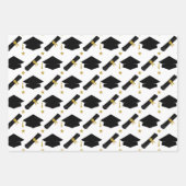 Goldene und schwarze Abschlussfeier  Geschenkpapier Set (Vorderseite)