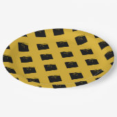 Goldene und schwarze Abschlussfeier Pappteller (Schrägansicht)