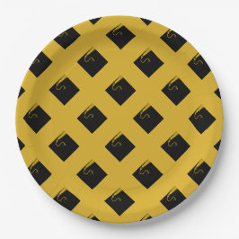 Goldene und schwarze Abschlussfeier Pappteller