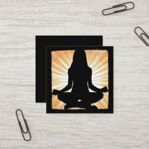 Goldene und schwarze Meditations-Yoga-Geschäftskar Quadratische Visitenkarte