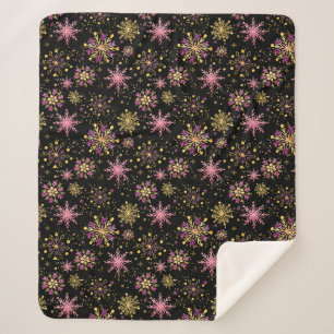 Goldene und schwarze Winter-Schneeflocken Sherpadecke