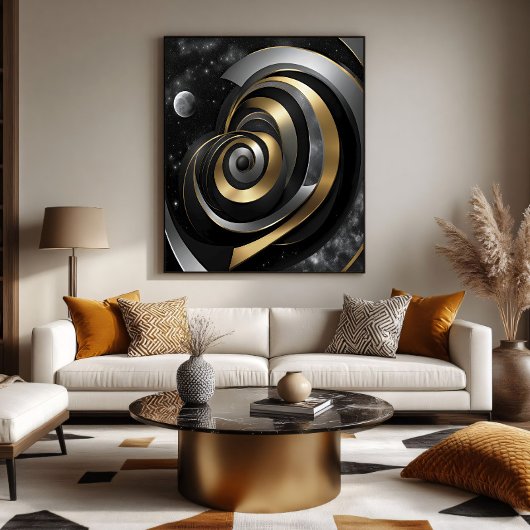 Goldene und silberne kosmische Spirale Poster