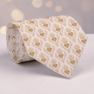 Goldene und staubrosa elegante Herz-Krawatte Krawatte