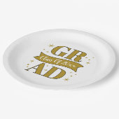 Goldene und weiße Abschlussfeier Pappteller (Schrägansicht)