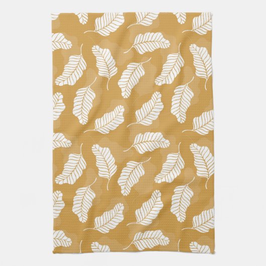 Goldene und weiße Blätter Geschirrtuch (Vertikal)