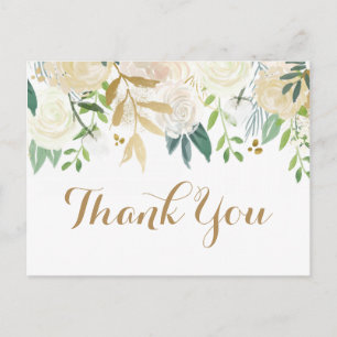 Goldene und weiße Blume Hochzeit Danke Postkarten