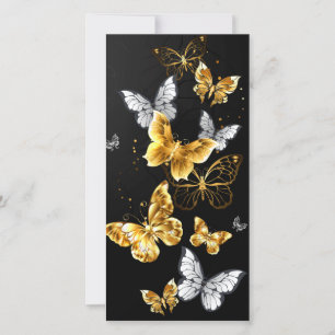 Goldene und weiße Schmetterlinge Feiertagskarte