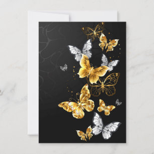 Goldene und weiße Schmetterlinge Feiertagskarte