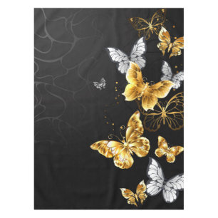 Goldene und weiße Schmetterlinge Tischdecke