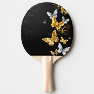Goldene und weiße Schmetterlinge Tischtennis Schläger