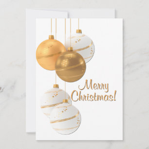 Goldene und weiße Weihnachtskugeln mit individuell Dankeskarte