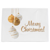 Goldene und weiße Weihnachtskugeln mit individuell Große Geschenktüte (Vorderseite)