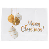 Goldene und weiße Weihnachtskugeln mit individuell Große Geschenktüte (Rückseite)