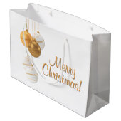 Goldene und weiße Weihnachtskugeln mit individuell Große Geschenktüte (Rückseite Schrägansicht)