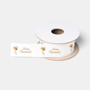 Goldene und weiße Weihnachtskugeln mit individuell Satinband